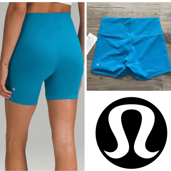 lululemon athletica Pants - Lululemon Wunder Train High Rise 4" Hawaiian Blue Shorts 10 Women New NWT